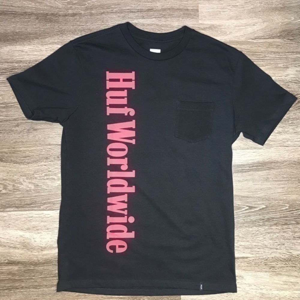 Men’s HUF Worldwide Pocket Tee Black Size Medium